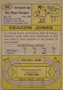 1974 Topps #390 Deacon Jones Back