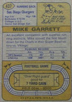 1974 Topps #437 Mike Garrett Back