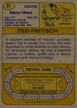1974 Topps #81 Ted Fritsch Back