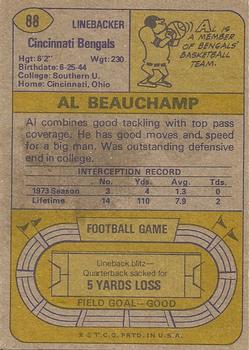 1974 Topps #88 Al Beauchamp Back