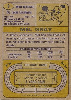 1974 Topps #8 Mel Gray Back