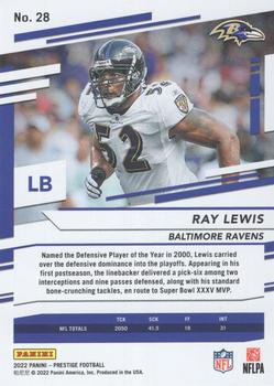 2022 Panini Prestige - Xtra Points Green #28 Ray Lewis Back