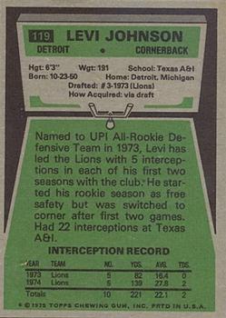 1975 Topps #119 Levi Johnson Back