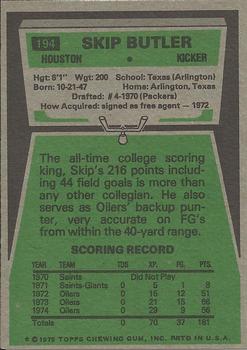 1975 Topps #194 Skip Butler Back