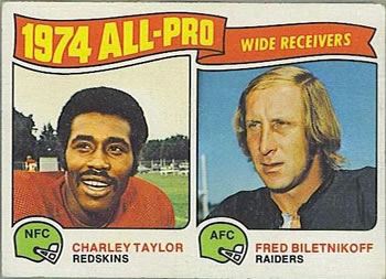 1975 Topps #201 1974 All-Pro Wide Receivers (Charley Taylor / Fred Biletnikoff) Front