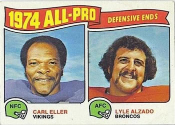 1975 Topps #216 1974 All-Pro Defensive Ends (Carl Eller / Lyle Alzado) Front