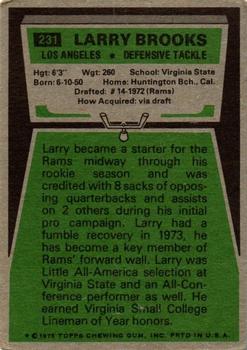 1975 Topps #231 Larry Brooks Back