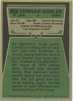 1975 Topps #236 Conrad Dobler Back