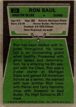 1975 Topps #24 Ron Saul Back