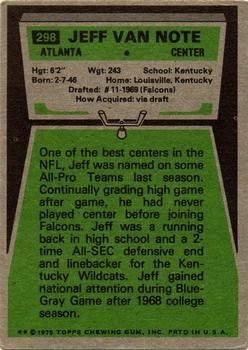 1975 Topps #298 Jeff Van Note Back