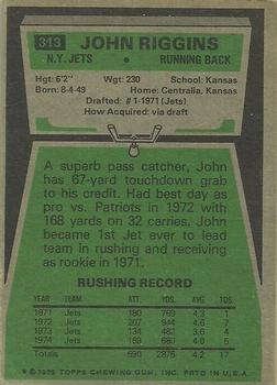 1975 Topps #313 John Riggins Back