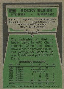 1975 Topps #39 Rocky Bleier Back