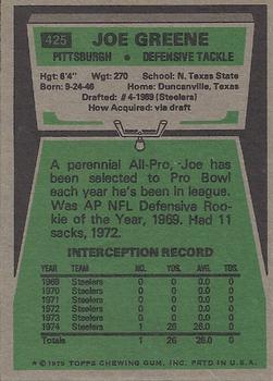 1975 Topps #425 Joe Greene Back