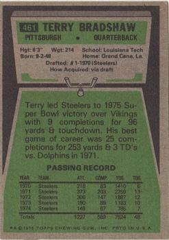 1975 Topps #461 Terry Bradshaw Back