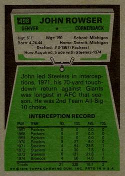1975 Topps #498 John Rowser Back