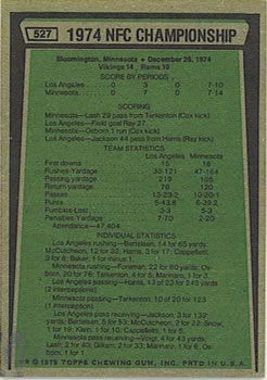 1975 Topps #527 1974 NFC Championship Back