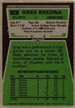 1975 Topps #62 Greg Brezina Back