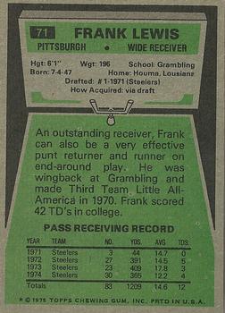 1975 Topps #71 Frank Lewis Back