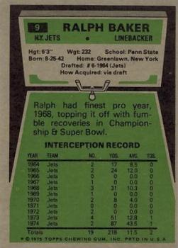 1975 Topps #9 Ralph Baker Back