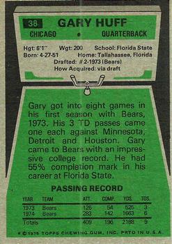 1975 Topps #38 Gary Huff Back
