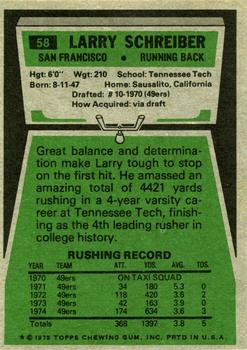 1975 Topps #58 Larry Schreiber Back