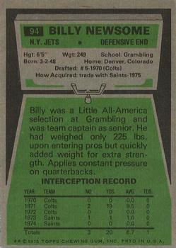 1975 Topps #94 Billy Newsome Back