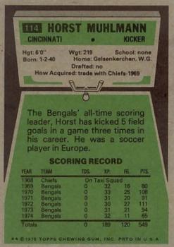 1975 Topps #114 Horst Muhlmann Back