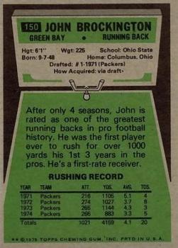 1975 Topps #150 John Brockington Back