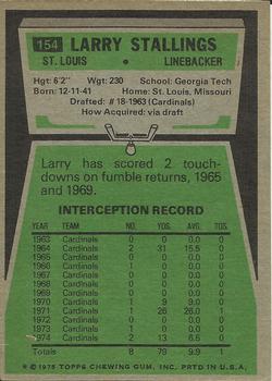 1975 Topps #154 Larry Stallings Back
