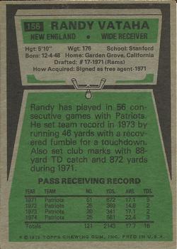 1975 Topps #156 Randy Vataha Back