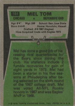 1975 Topps #184 Mel Tom Back