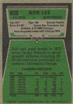 1975 Topps #189 Bob Lee Back