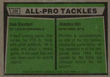 1975 Topps #206 1974 All-Pro Tackles (Dan Dierdorf / Winston Hill) Back