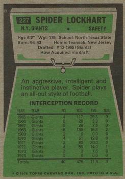 1975 Topps #227 Spider Lockhart Back