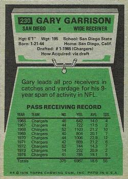 1975 Topps #230 Gary Garrison Back