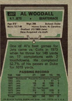 1975 Topps #287 Al Woodall Back