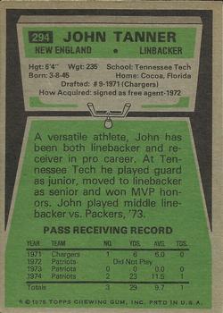 1975 Topps #294 John Tanner Back