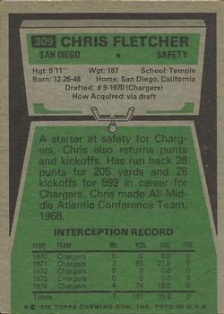 1975 Topps #309 Chris Fletcher Back