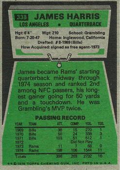 1975 Topps #338 James Harris Back