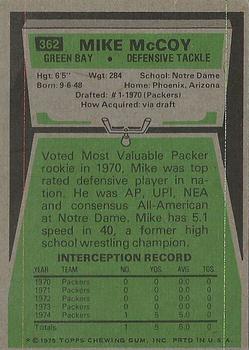 1975 Topps #362 Mike McCoy Back