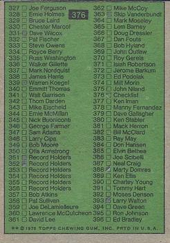 1975 Topps #376 Checklist: 265-396 Back