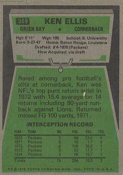 1975 Topps #389 Ken Ellis Back