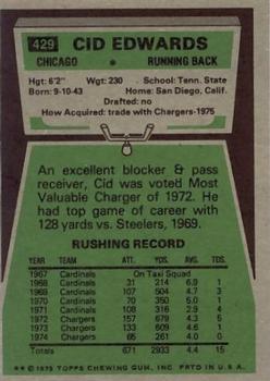 1975 Topps #429 Cid Edwards Back
