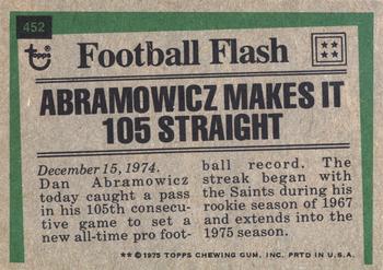 1975 Topps #452 Dan Abramowicz Back