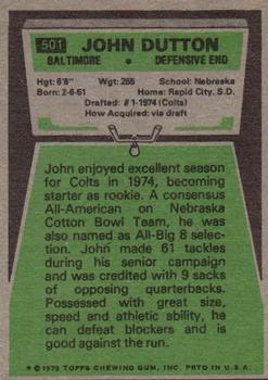 1975 Topps #501 John Dutton Back