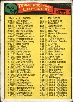 1975 Topps #517 Checklist: 397-528 Front