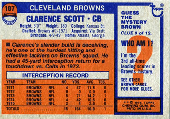 1976 Topps #107 Clarence Scott Back