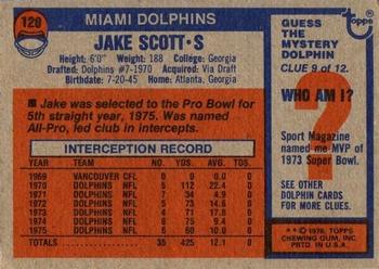 1976 Topps #120 Jake Scott Back