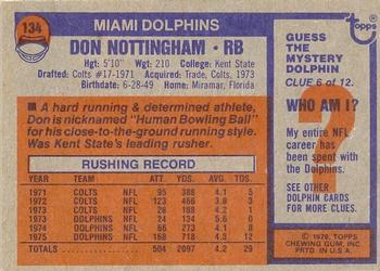 1976 Topps #134 Don Nottingham Back