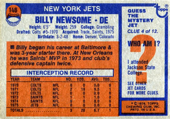 1976 Topps #146 Billy Newsome Back